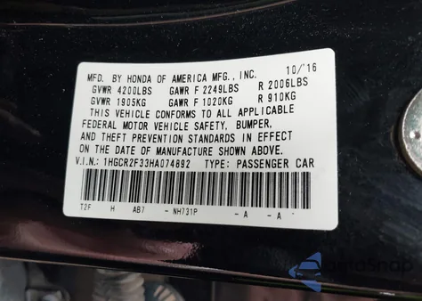 2017 Honda Accord Lx z USA, uszkodzony, nr VIN 1HGCR2F33HA074892